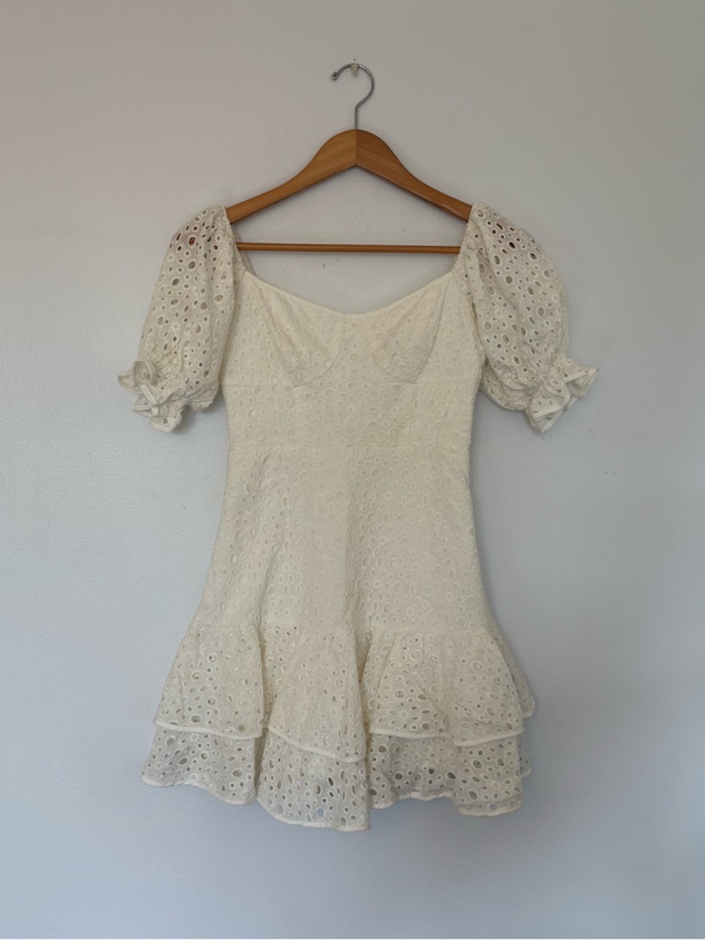 ASTR the Label Roseville Pointelle Puff Sleeve Mini Dress XS